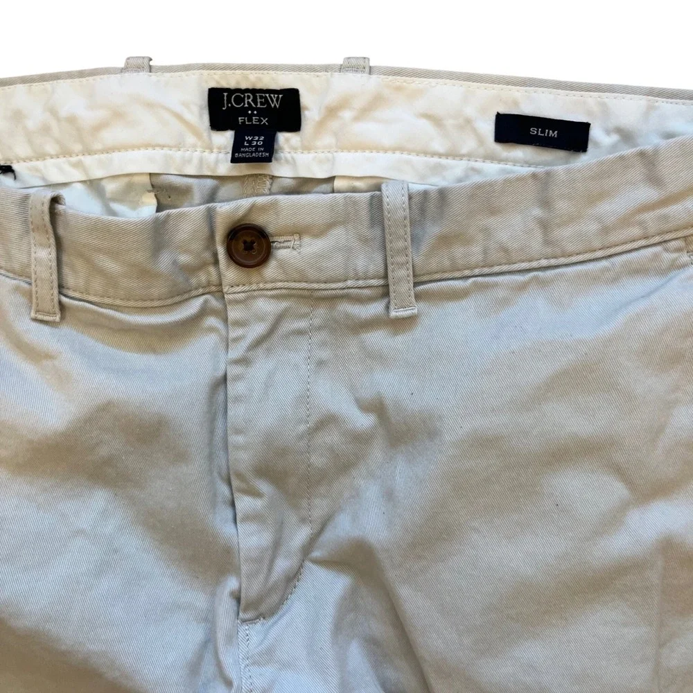 J.Crew Flex Slim Fit Chino Pants Mens 32x30 Light Khaki Beige Stretch Cotton